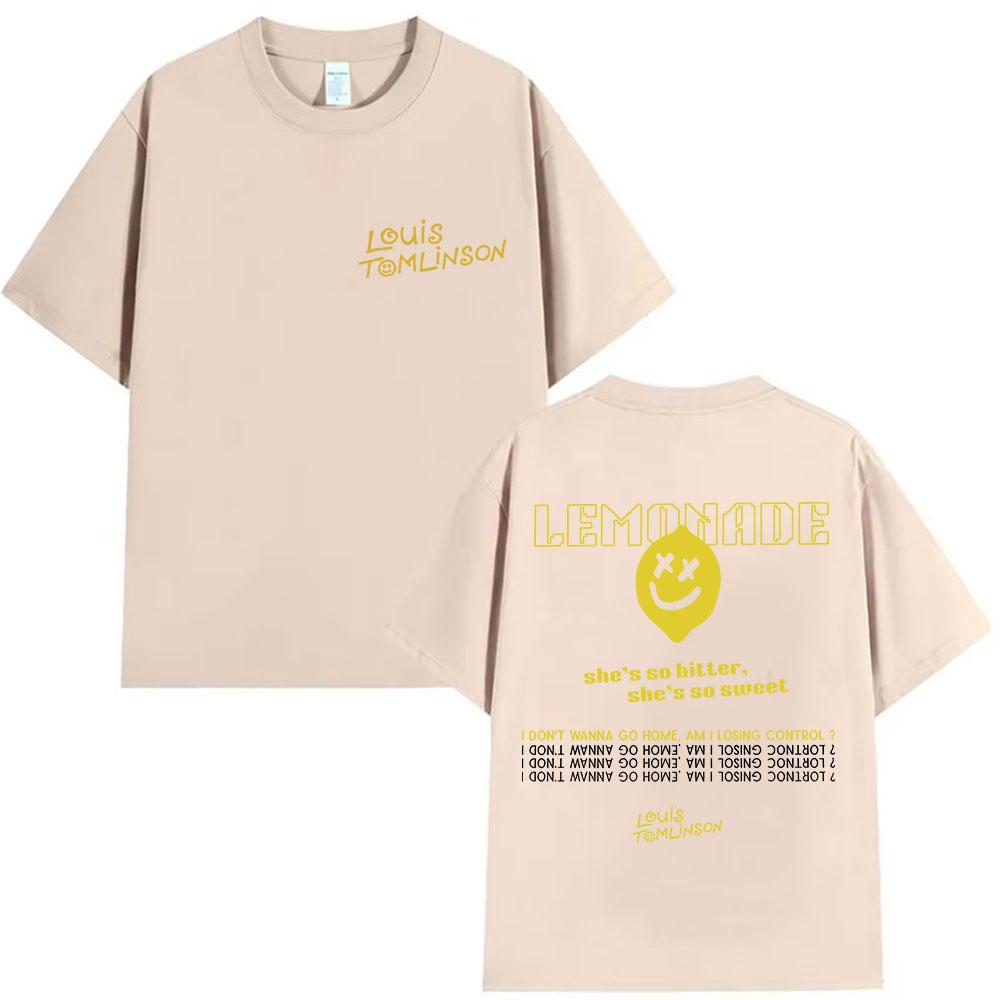 Louis Tomlinson Lemonade Tour Album Vintage Fashion Big Size High Quality 2025 Summer Pure Cotton 100 Printed Tshirt