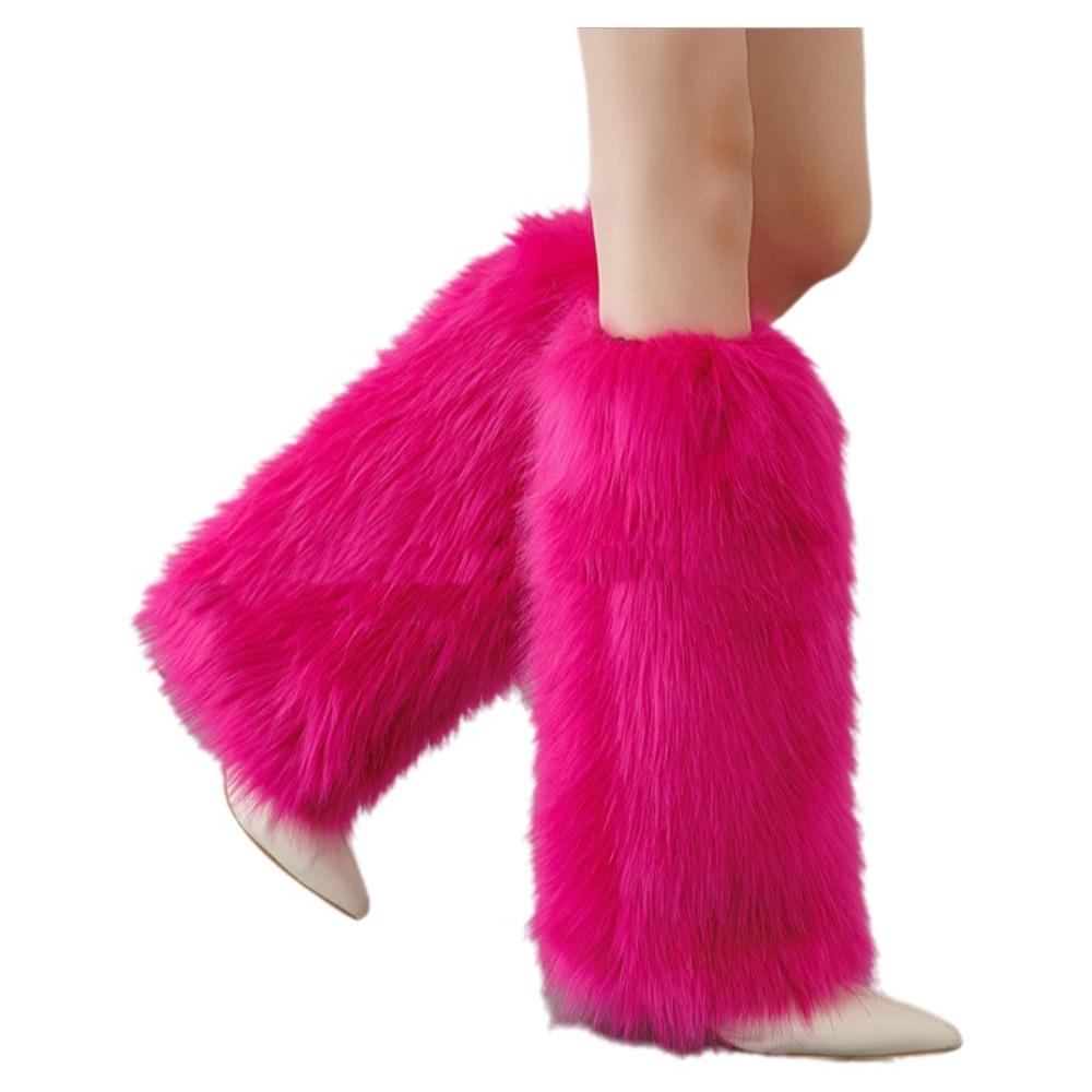 Pokrývky na boty Lolita z umělé kožešiny 40cm Dlouhé ponožky Harajuku Styl Kožešinové návleky na nohy Použití pro Cosplay