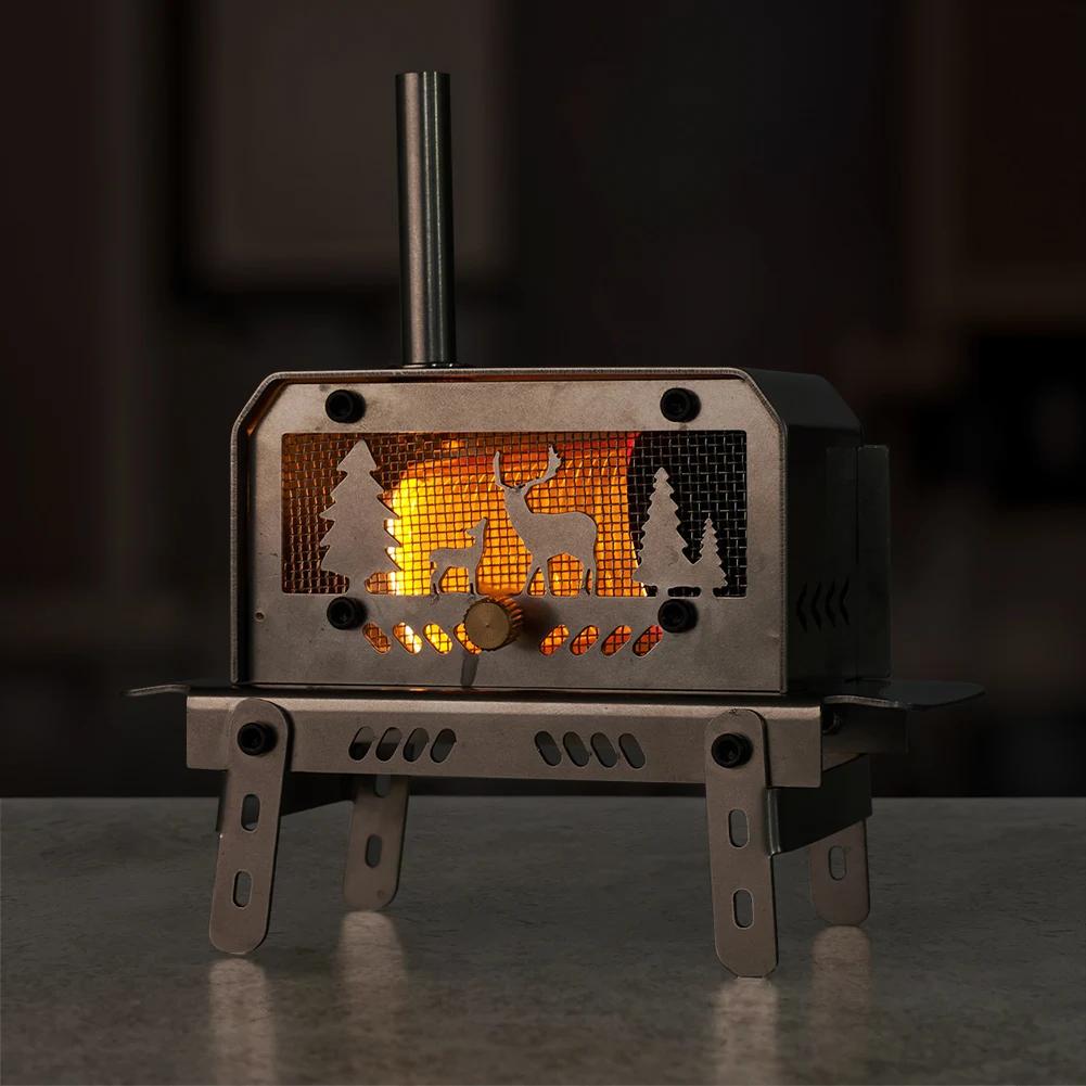 Small Camping Incense Burner Stainless Steel Mini Firewood Stove Desktop Bonfire Stove for Outdoor Picnic Table Decoration Stove