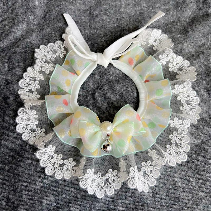 Cat Dog Bibs Collar Floral Embroidery Lace Neck Scarf For Pet Bowknot Accessories Necklace Strap Bandanas
