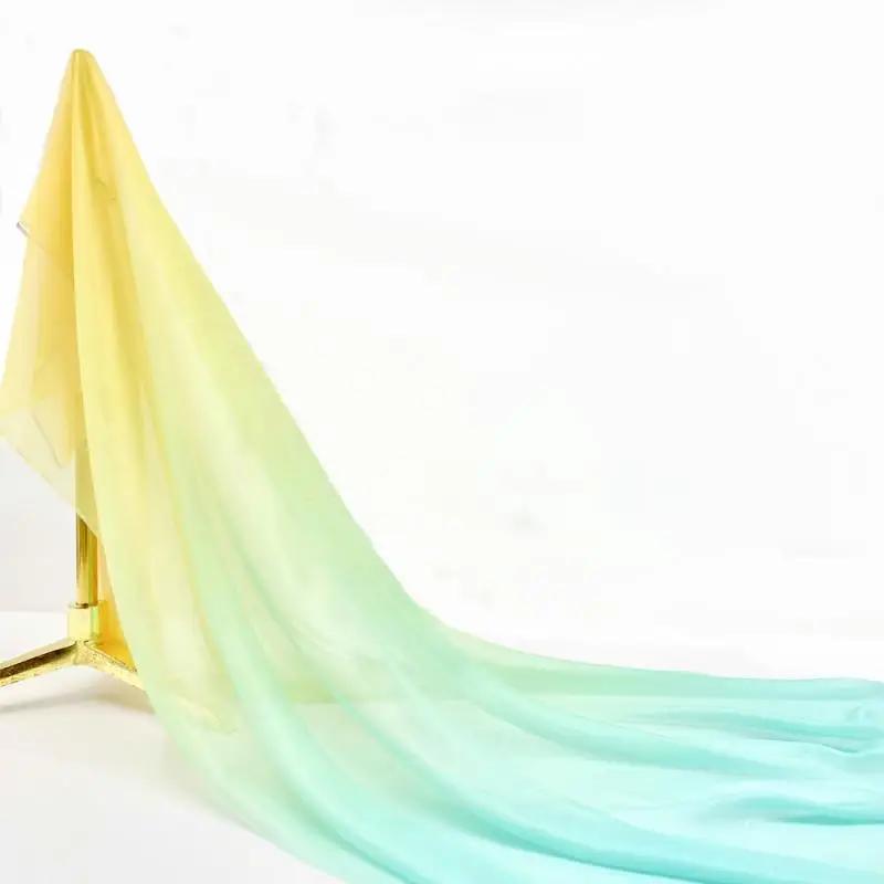 30D Szyfon Tencel Kolor Gradientowy Cienka Tkanina Ubrania Sceniczne Sukienki Koszule DIY Dekoracja Domu 100x150cm