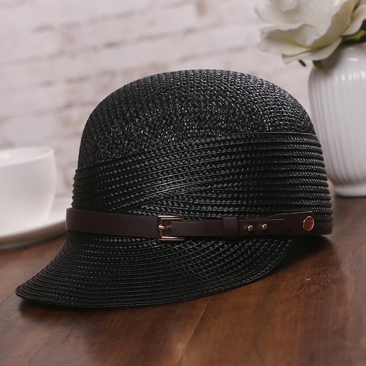 Summer Straw Newsboy Caps For Women Solid Color Bow Breathable Mesh Straw Beret Artist Painter Hat Elegant Female Cap