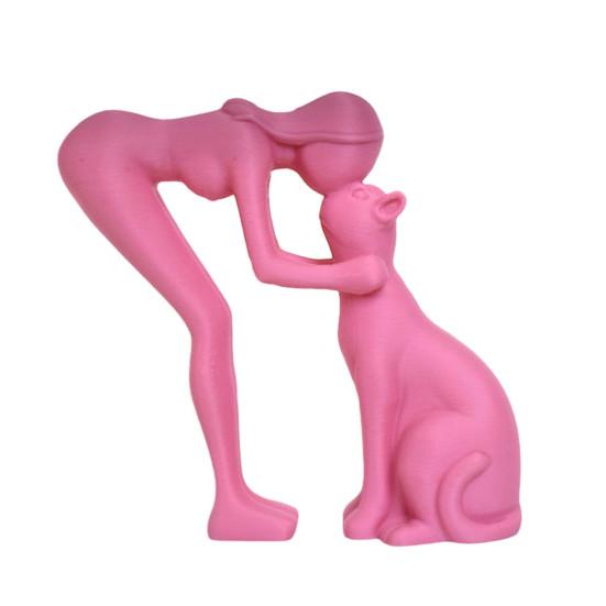 

3D Printed Minimalist Woman Petting Cat Figurine Black White Love Statue Modern Art Sculpture for Desk Shelf Home Decor Creative Gift for Couples