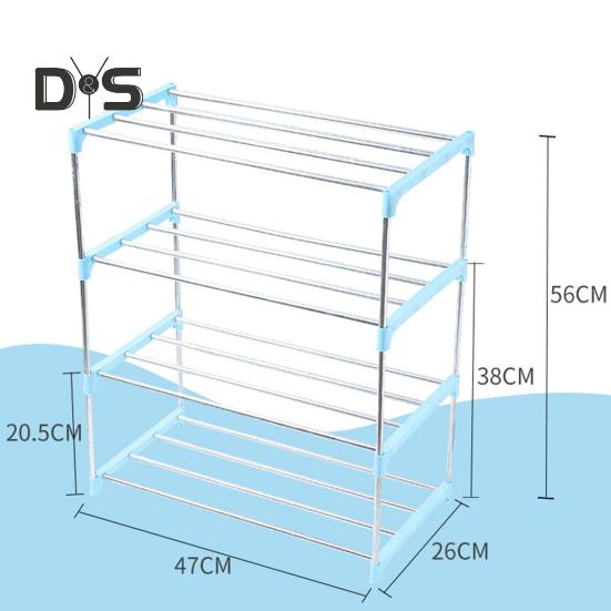 HOW-E 3/4 Layers Shoe Rack Assembled Easy Installation Stainless Steel Household Slipper Storage Shelf
