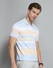 MONTE CARLO Mens Striped Blue Collar Neck Half Sleeve T-Shirt