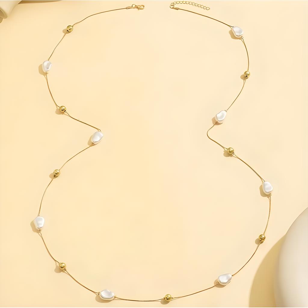 Trend Elegant Y2K Jewelry Irregular Big Pearl Pendant Necklace For Women DIY Long Line Chain Choker Necklace N476