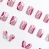 European & American Short Wave Nail Art: Pink, White, Rose Red with Irregular Curves - Versatile Wearable Tips