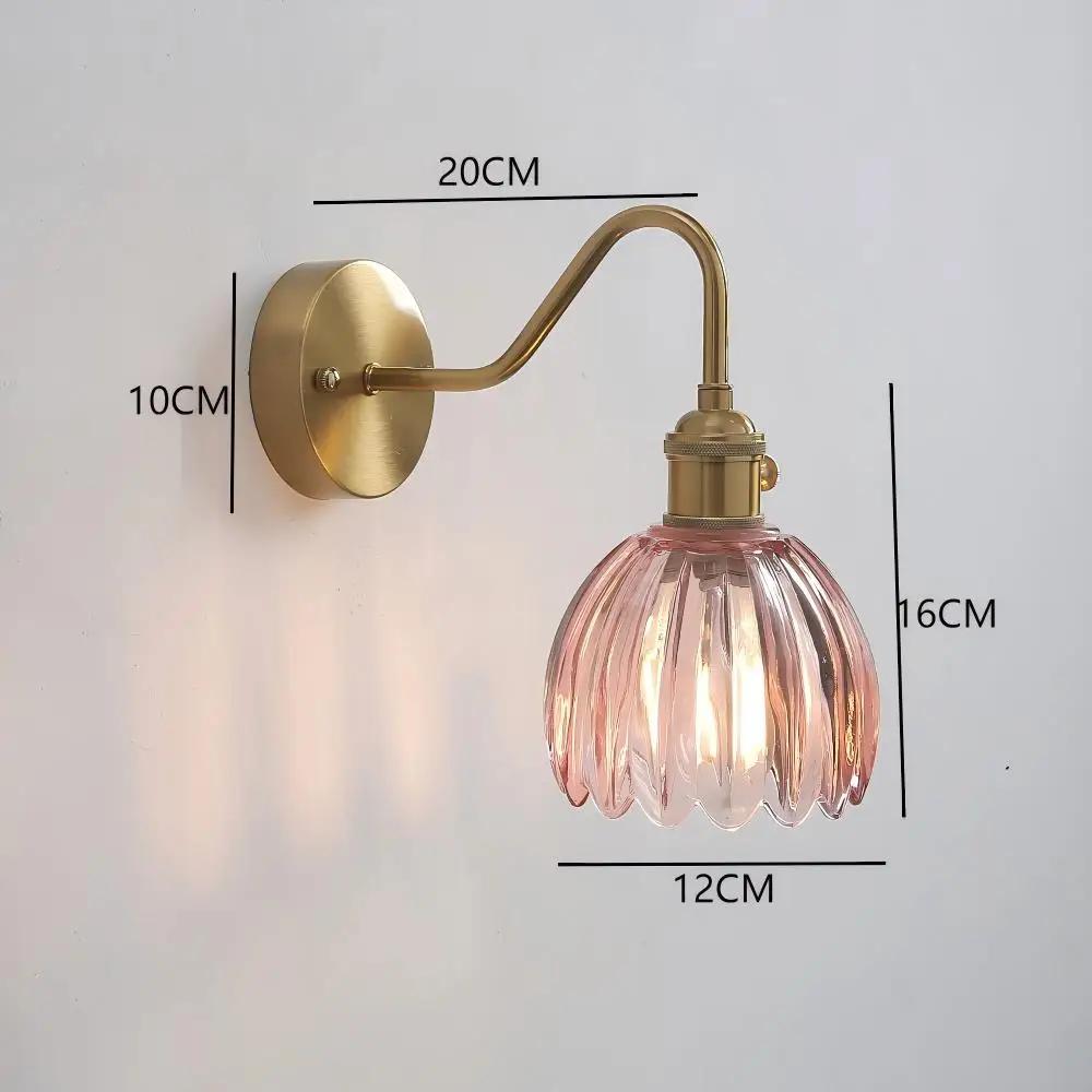 Japanese Retro Floral Glass Wall Lamps for Bedroom Study Led Mirror Light with Adjustable Wall Sconce Modern Simple Bedside Lamp