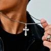 Chic Cross Necklace for Men Women,Stainless Steel Zircon Cross Pendant,Christian Classic Jewelry Gifts