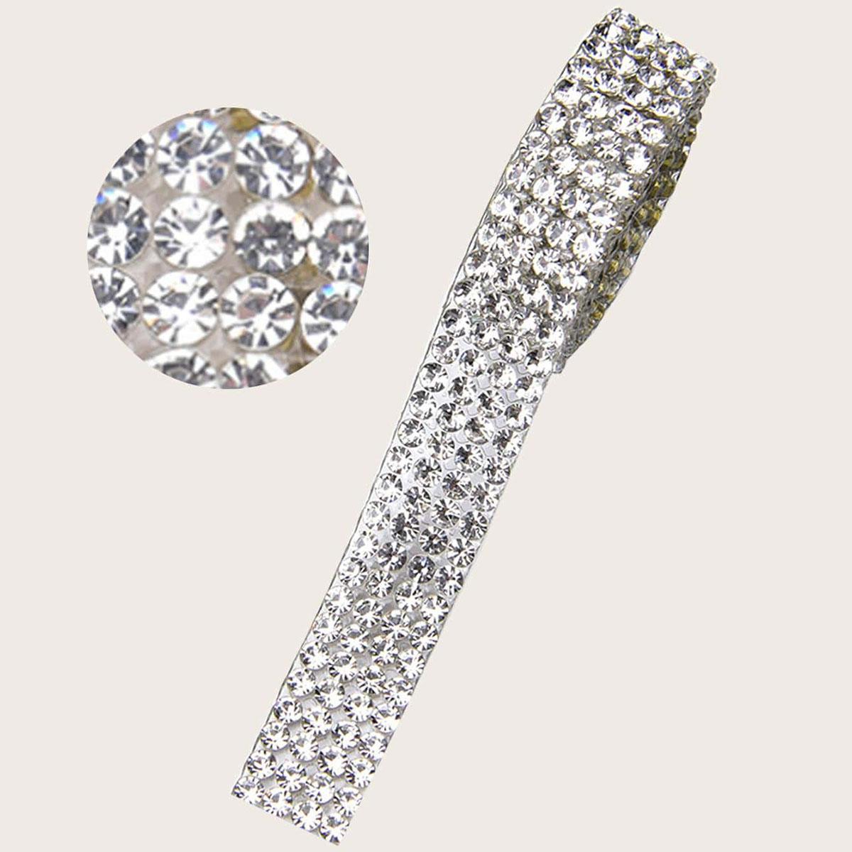 

Самоклеящаяся лента из стразов и бриллиантов, хрустальные блестящие полоски, сверкающий рулон наклеек для декора чехла телефона, модных аксессуаров, белый