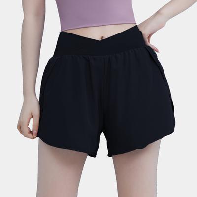 Moda Femenina Cintura Alta Running Yoga Falsos Dos Sueltos Secado Rápido Fitness Shorts Pantalones