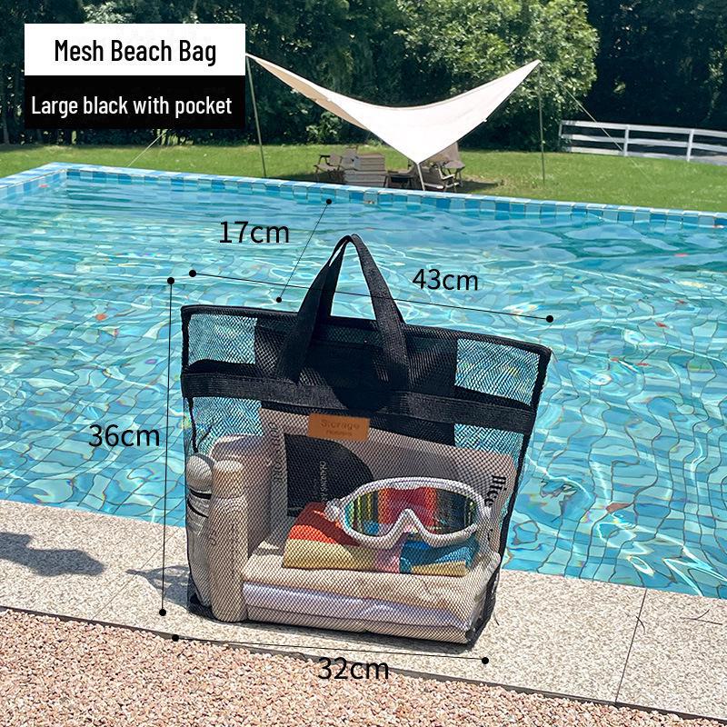 Large Capacity Mesh Beach Bag: Versatile Shoulder and Hand-Held Travel Wash Bag