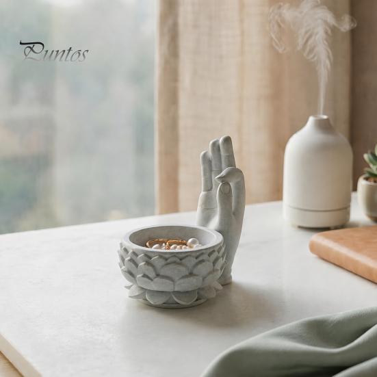 Buddha Hand Jewelry Tray 3D Printed OK Lotus Flower Pot, Zen Style Mini Planter, Entrance Hall Key Desktop Organizer for Succulents Jewelry, Creative