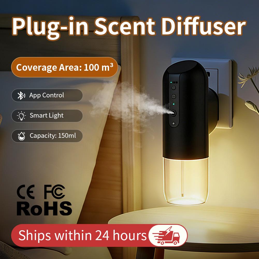 TEABLUM 100m³ Smart Automatic Air Freshener Plug in Diffuser Hotel Scent Diffuser for Home and Toilet 150ml Fragrance Diffuser US