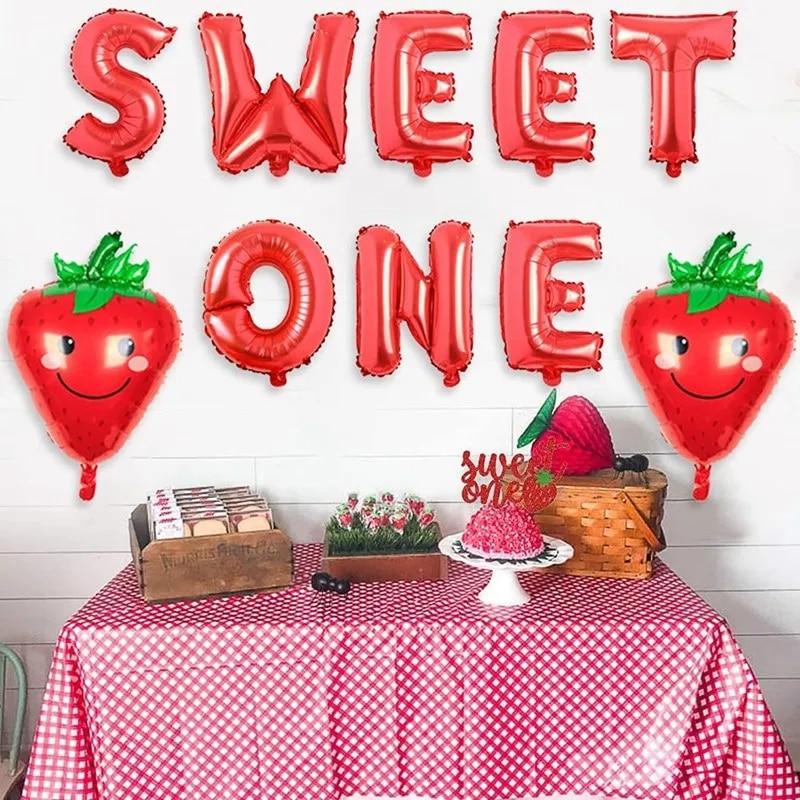 

16-дюймовые милые фруктовые тематические украшения для вечеринки 18-дюймовые милые воздушные шары из алюминиевой пленки с клубникой для девочек, декор для дня рождения