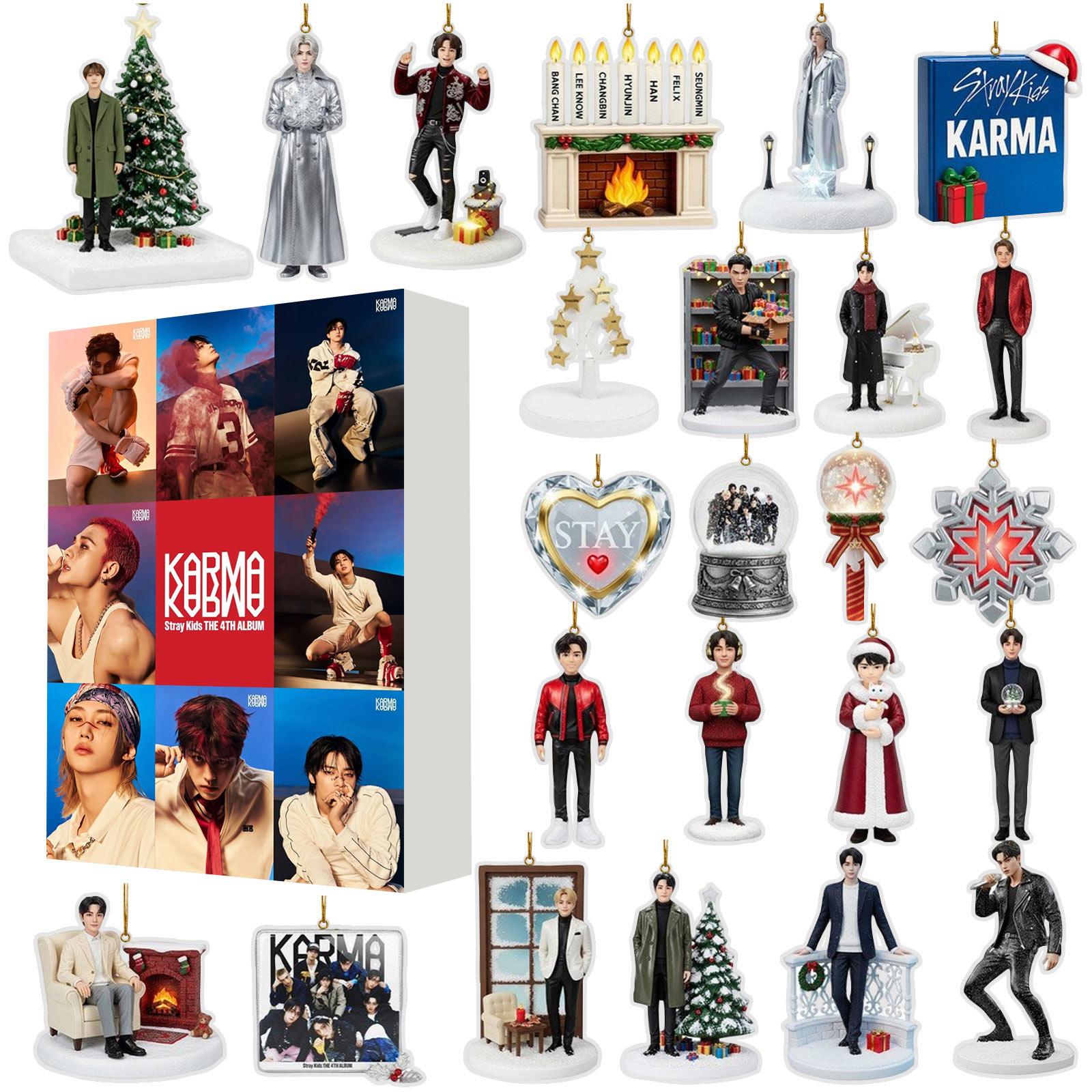 

Календарь Адвента 2025, 24 дня Рождественский календарь обратного отсчета с 24 шт. украшений, Ежедневные сюрпризы для отдыха, 2D акриловые украшения Рождественский декор