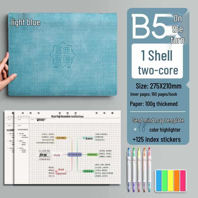 Large A4 Grid Softcover Mind Map Notebook for Exams