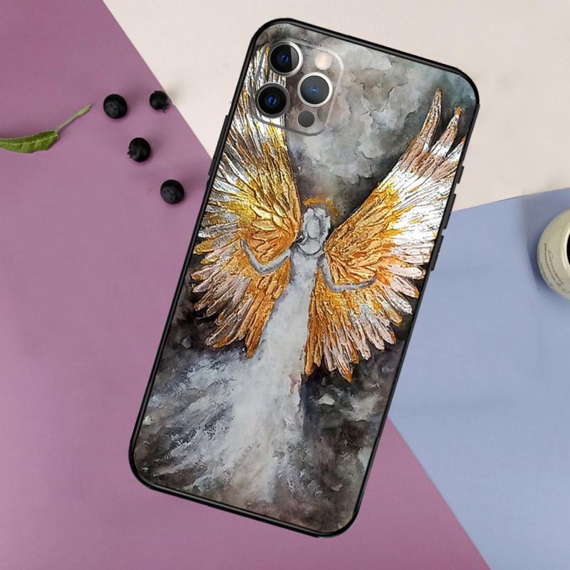Fantasy Angel Girl Wings Phone Case For iPhone 16 15 14 13 11 12 17 Pro Max mini 15 16 Plus 16e 17 Air Bumper Cover