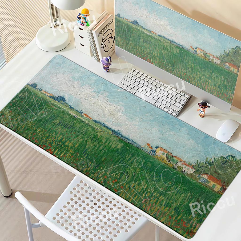 Van Gogh's Oil Painting Mouse Pad Starry Night Large Rubber XXL PC Desk Accessories Mousepad for Office&Gamer Keyboard Decor Mat