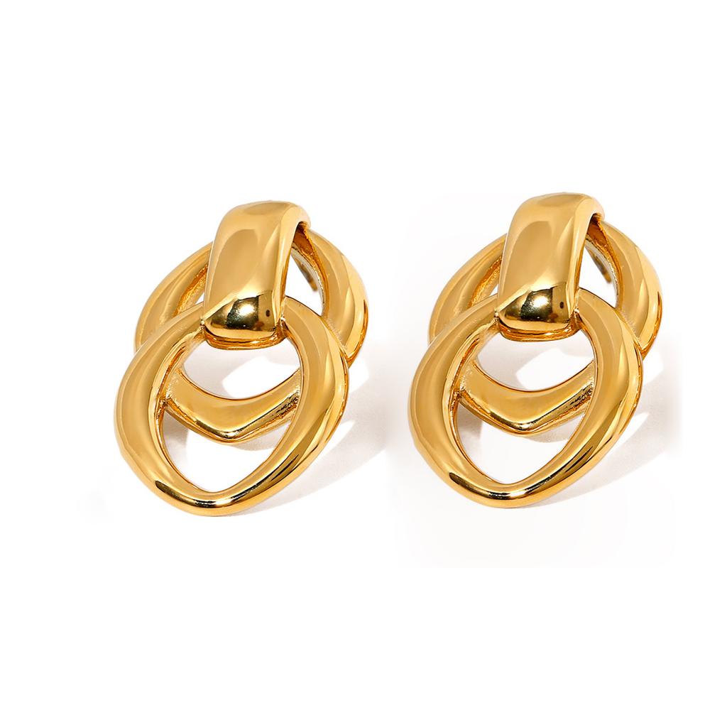 Elegant Geometric Dangle Earrings for Women Multi Layer Round Drop Designs in Silver and Gold Perfect for Any Occasion