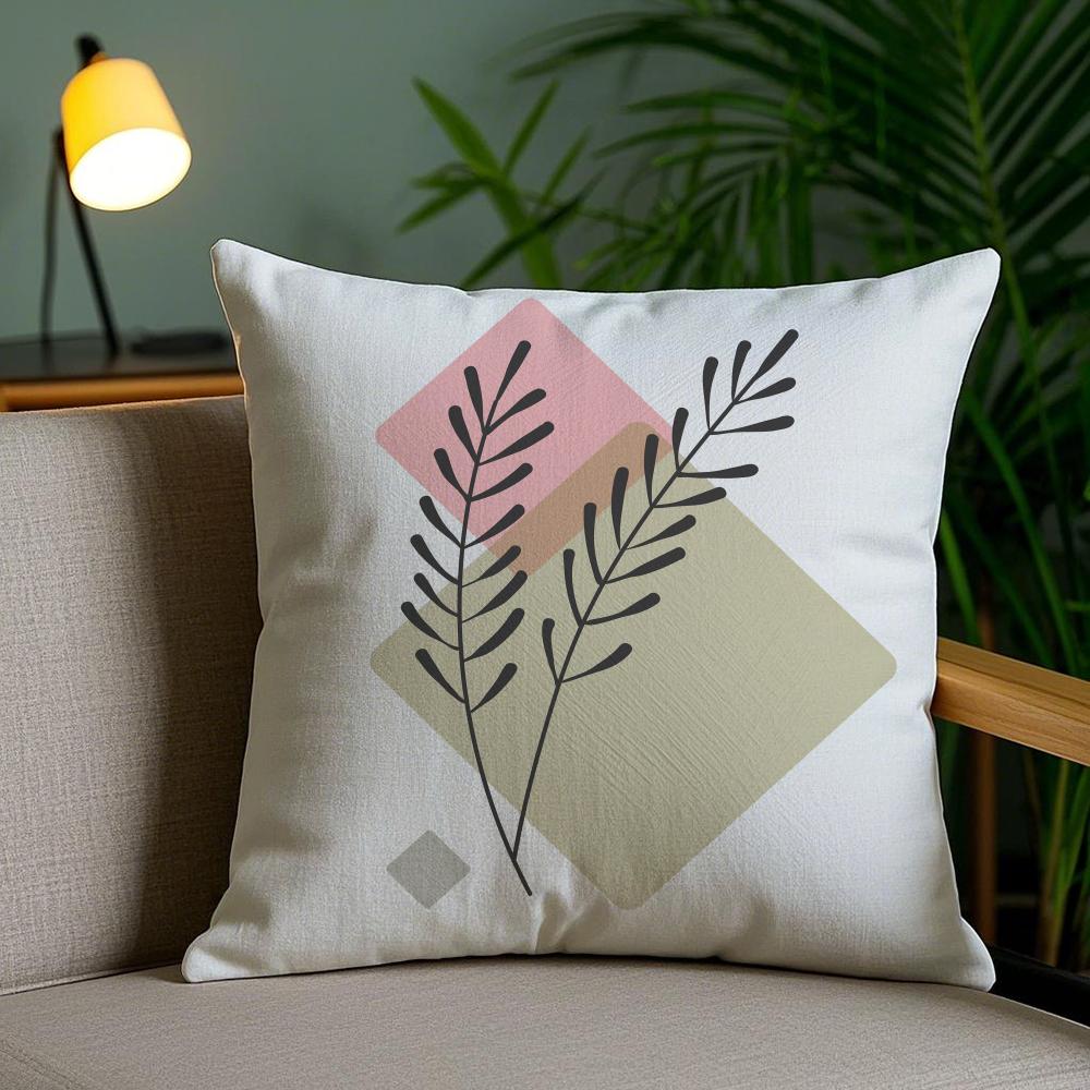 Abstrakte Einfache Geometrische Blatt Kissenhülle Seidig Elegant Komfort Sofa Bett Unsichtbarer Reißverschluss