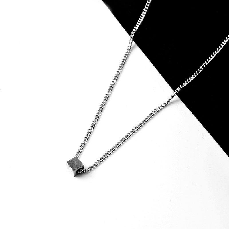 Men's Hip Hop Geometric Square Stainless Steel Necklace - Trendy, Simple, Versatile Clavicle Chain Niche Design
