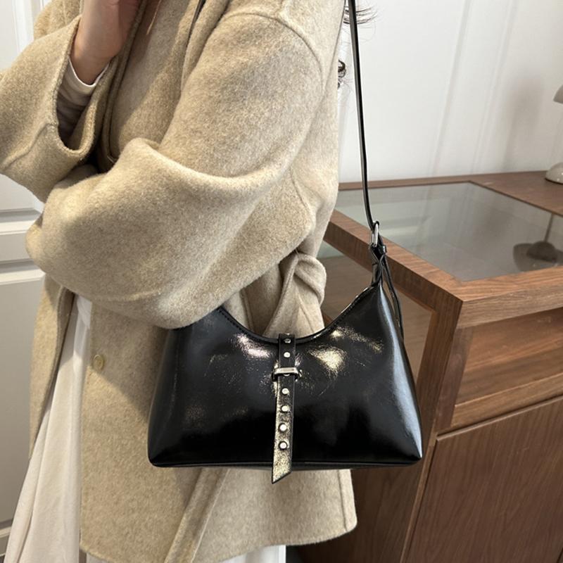 Autumn Vintage PU Hobos Shoulder Bags for Women Versatile Belt Design Ladies Crossbody Bag Simple Solid Color Female Handbags