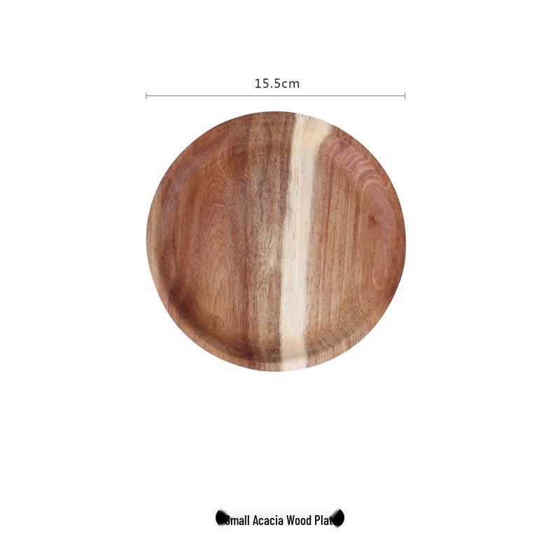 Round Japanese Acacia Wood Tray - Creative Fruit & Snack Plate