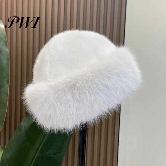Protective Hairstyle Hat Women Winter Thick Plush Faux Fur Heat Retention Windproof Mongolia Style Knit Cap Bucket Solid Color Outdoor Cycling Skiing