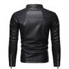 Motorcycle jacket jacket handsome leather jacket men's stand-up collar simple solid color leather jacket men's leather jacket