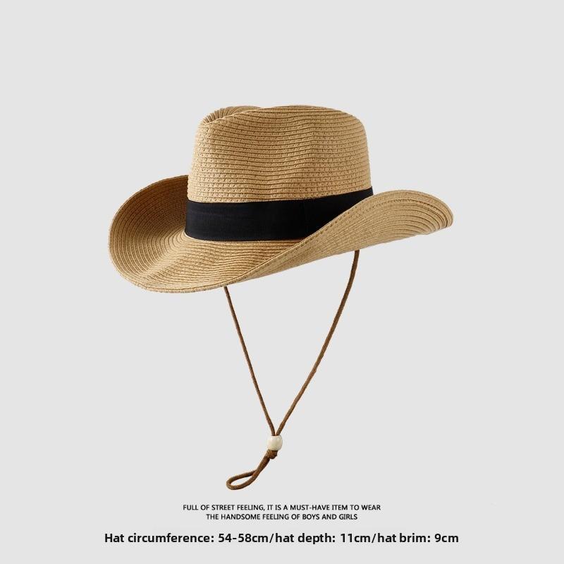 Straw Hat Women's Summer Beach Hat Sun Protection UV Protection Sun Hat Large Brim Straw Visor