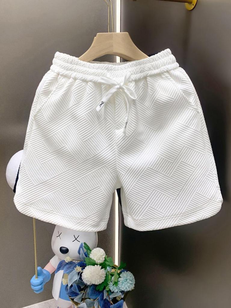 Men's Trendy Diamond Pattern White Shorts - Stylish Summer Home Wear Half Pants