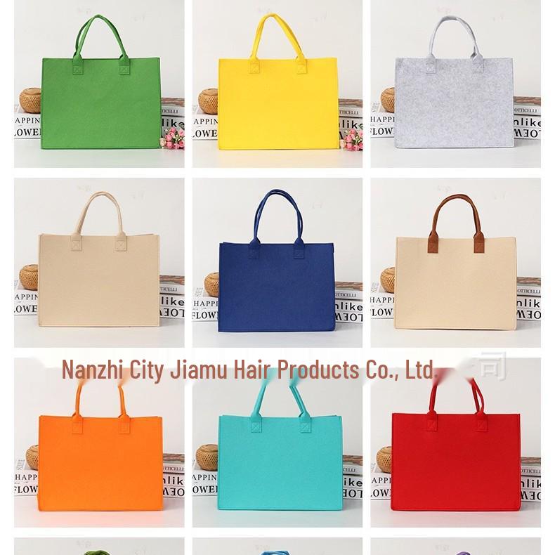 Stylish Color Block Felt Tote Bag - Large Capacity, Customizable for Gifts & Business