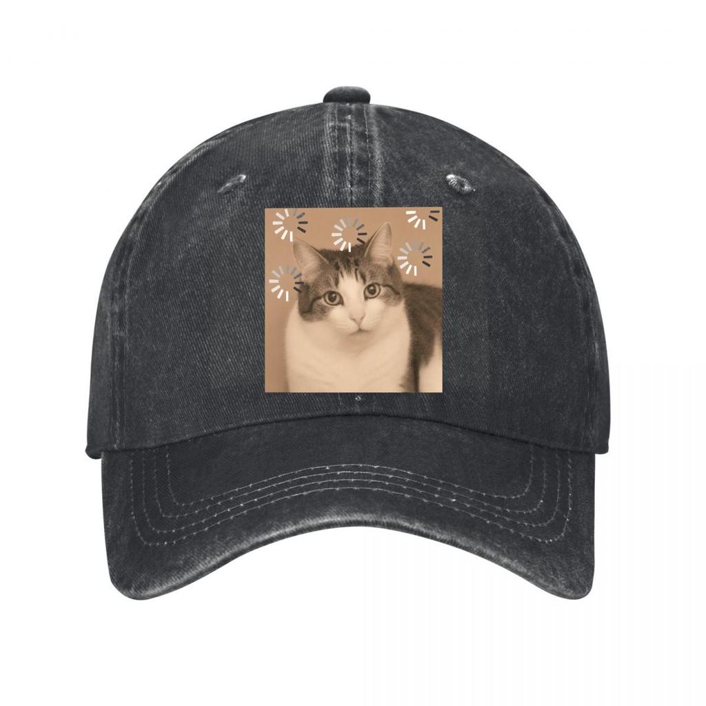 Cute Cat Face With Abstract Festival Bursts Washed Baseball Cap Outdoor For Womens Unisex FeUnisex