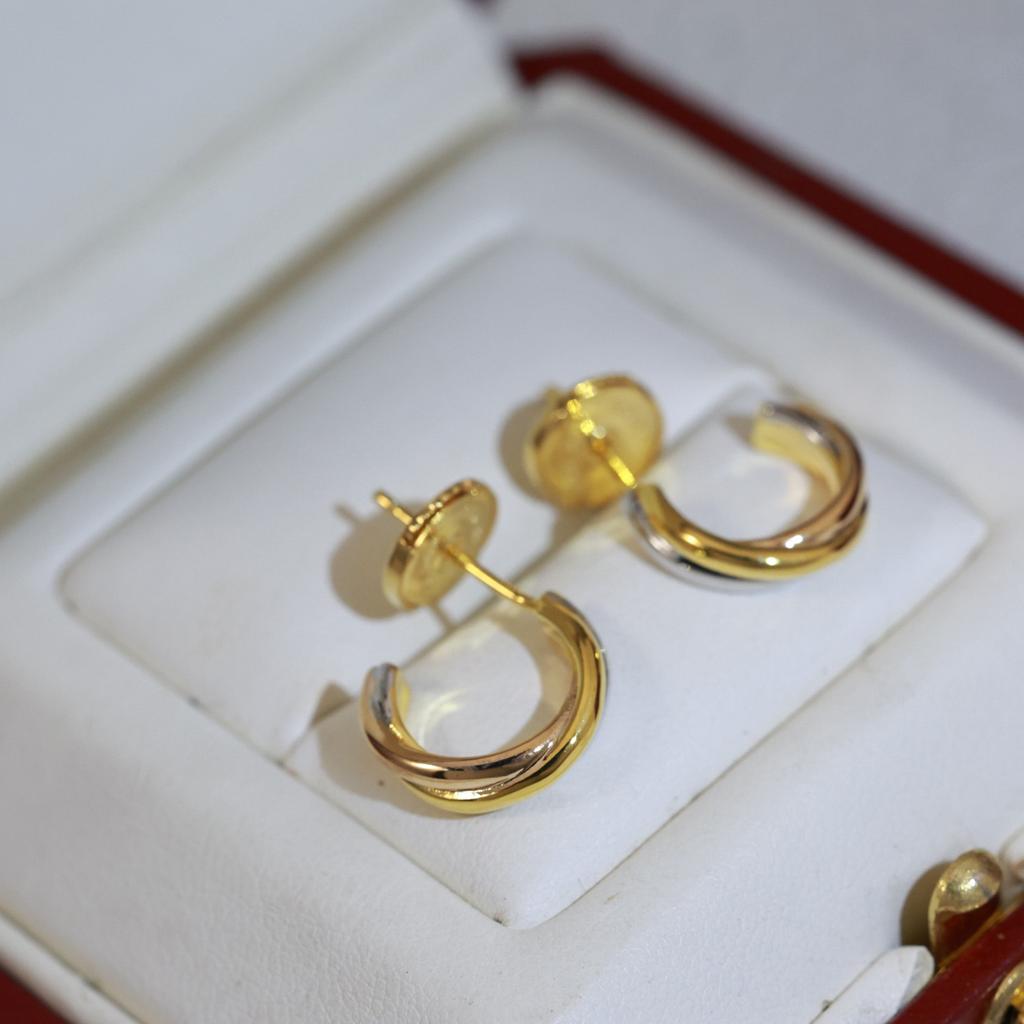 Three-ring Three-color Earrings Half-hoop Design Crafted with Precision Suitable for Gift-giving and Everyday Wear, Made of Hypoallergenic Material