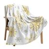 Golden Snowflake Christmas Throw Blanket Soft Plush Warm Sofa Throw Holiday Gift Home Textile