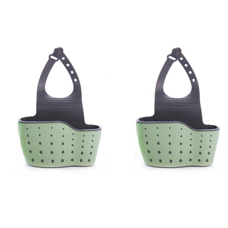 2 pcs sink storage hanging basket, sponge hanging bag, pool draining storage rack, faucet draining basket 2pcs зелёный