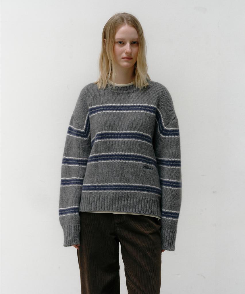 OSTKAKA Wool Blended Stripe Pullover Melange Grey