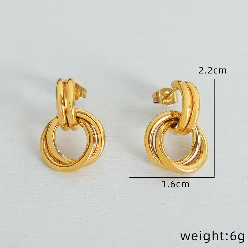 New Stainless Steel Simple Hoop Earrings for Women Copper Color Distort Earrings Personality Femme Popular Accessories