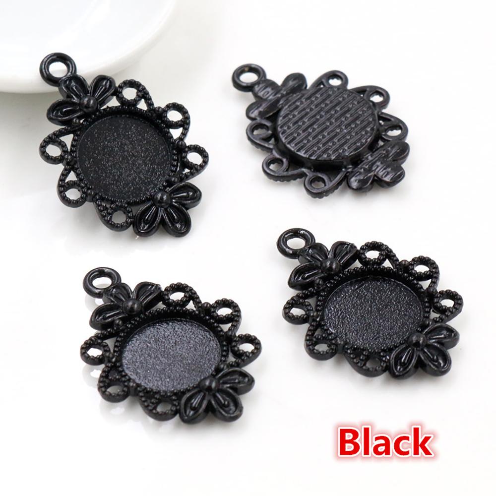 20pcs 12mm Inner Size 5 Colors Fashion Style Cabochon Base Cameo Setting Charms Pendant