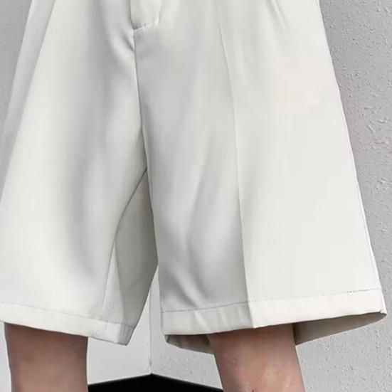 Men Shorts Button Zipper Fly Mid-rise Summer Sport Pants Wide Leg Ultra-Thin Ice Silk Fitness Short Pants