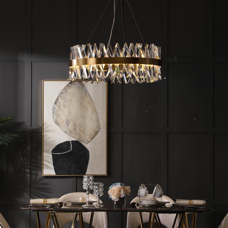 Modern C Shaped Chandelier Round S Shaped Crystal Chandelier for Living Room Dining Room Lamp LED Crystal Pendant Light Lighting