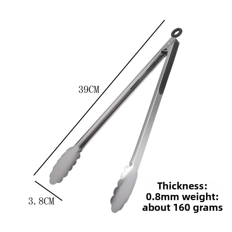 Thickened Stainless Steel Food Tongs, Heat Resistant BBQ Grill Clips, Kitchen Barbecue Sausage Serving Cooking Tools