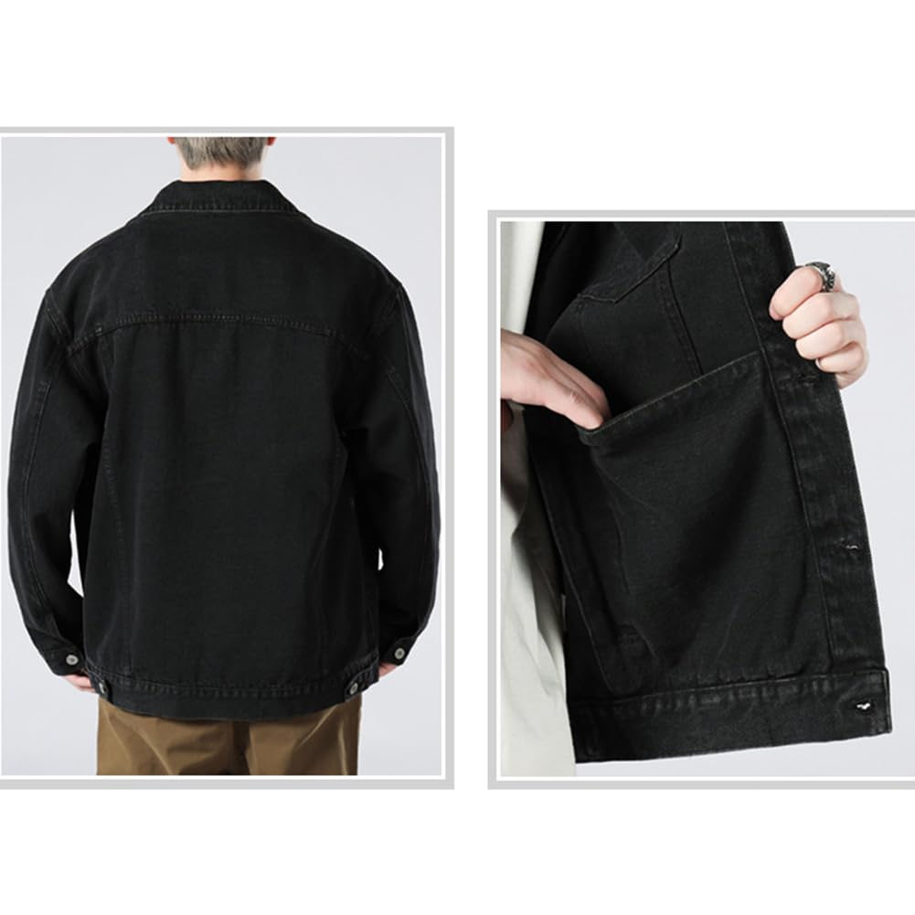 TYYRBMG Denim Back Plus Long CXH754 Men's Jacket, Casual, Washed, Slit, Sukajan, Business, Sizes, Spring, Indigo, Sleeve, Spring, Summer, Fall, (XL,