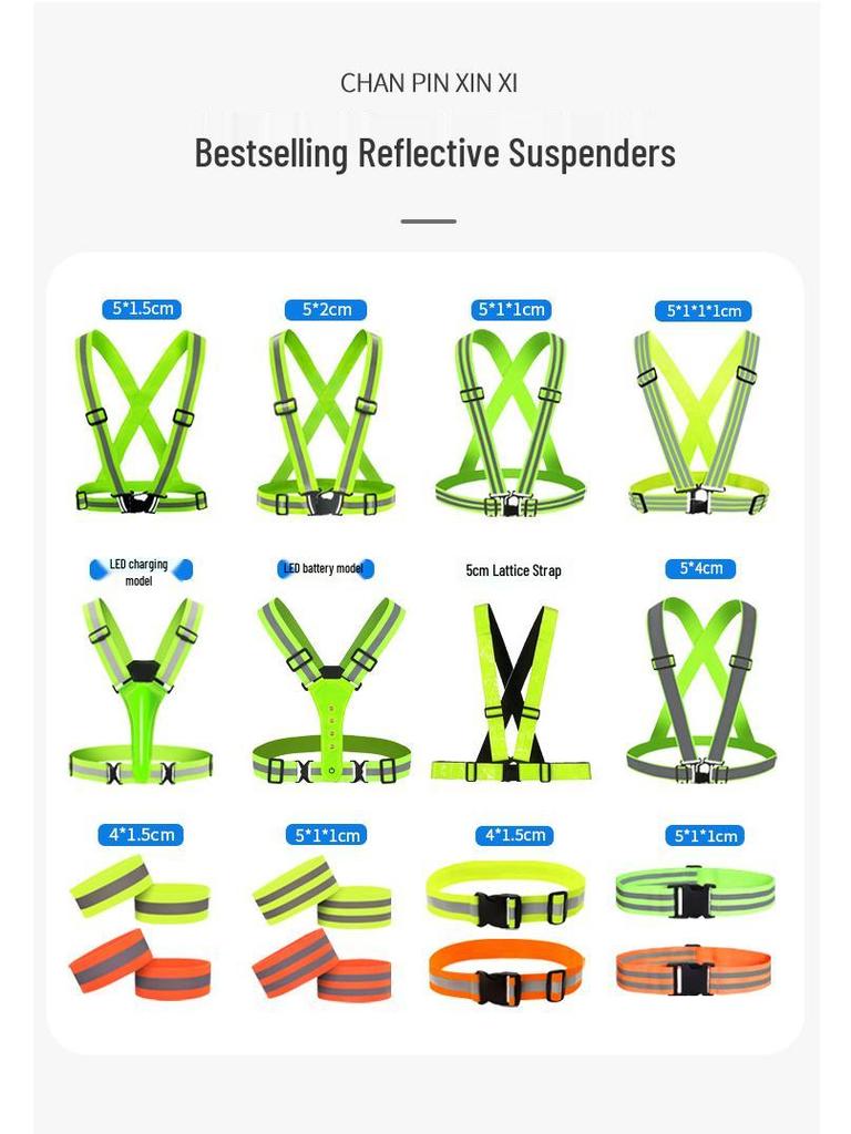 USB Wiederaufladbare Reflektierende LED Leuchtstreifenweste zum Radfahren und Laufen