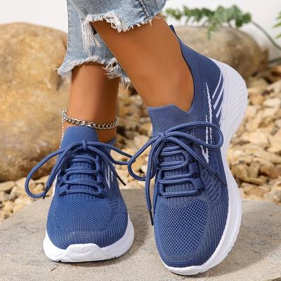 Damskie modne sznurowane sneakersy - Oddychające i lekkie buty do biegania z niską cholewką, Wygodne obuwie do chodzenia