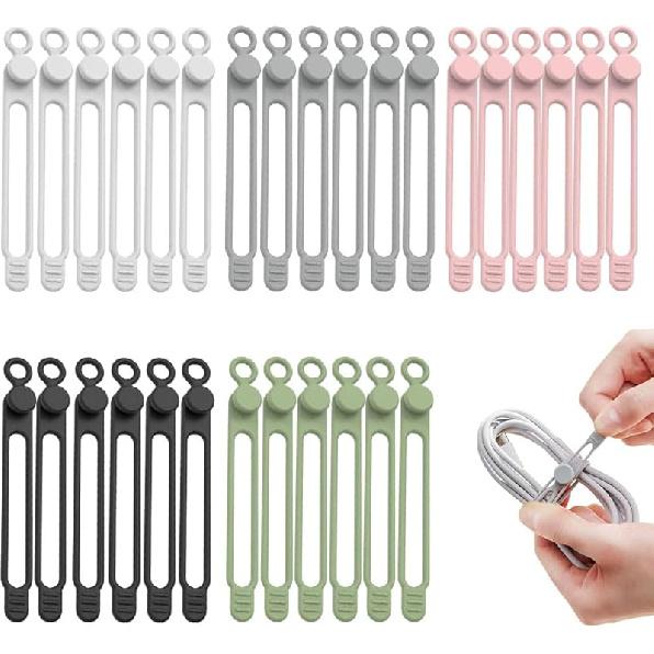 Data Cable Organizer Multipurpose Upgrade Silicone Cable Ties Reusable Cable Management Cord Organizer for Fastening and Bundling Cable Cords Wires