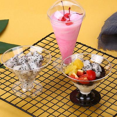 10Pcs Disposable Martini Glasses Set Plastic Cocktail Glass for Parties Weddings Desserts Transparent Cups for Cocktails Champagne Ice Cream