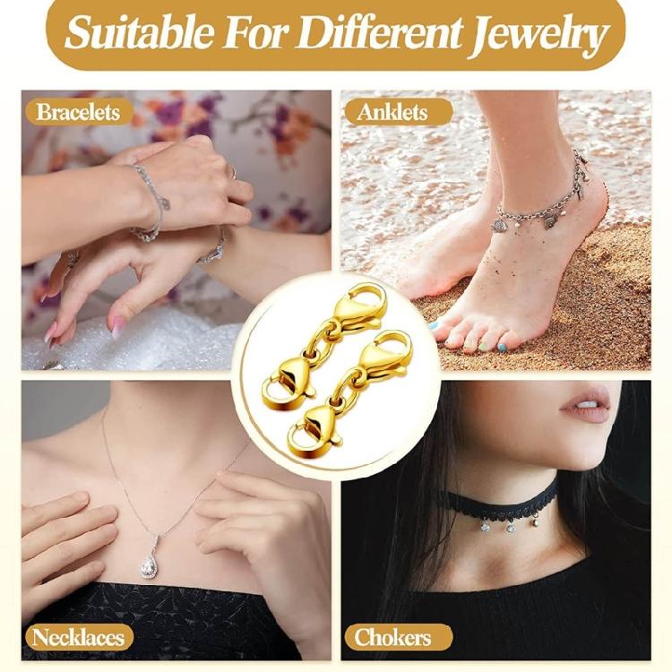 8Pcs Lobster Clasp Necklace Extension Clasp Chain Extender Double Claw Connector
