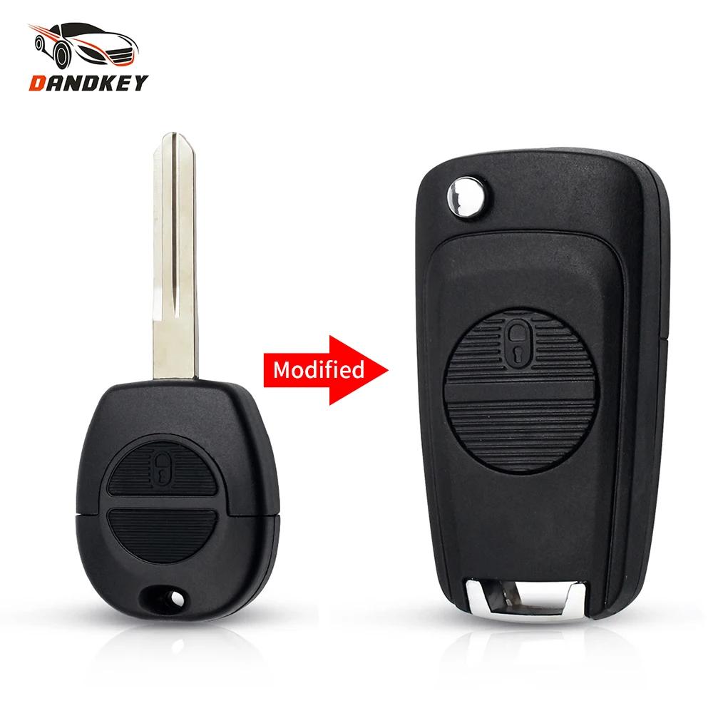 Dandkey Remote Key Shell Uncut Nsn14/Nsn11 Blade Case For Nissan Primera Micra Terrano Almera X Trail Fob 2 Buttons Flip Car Key